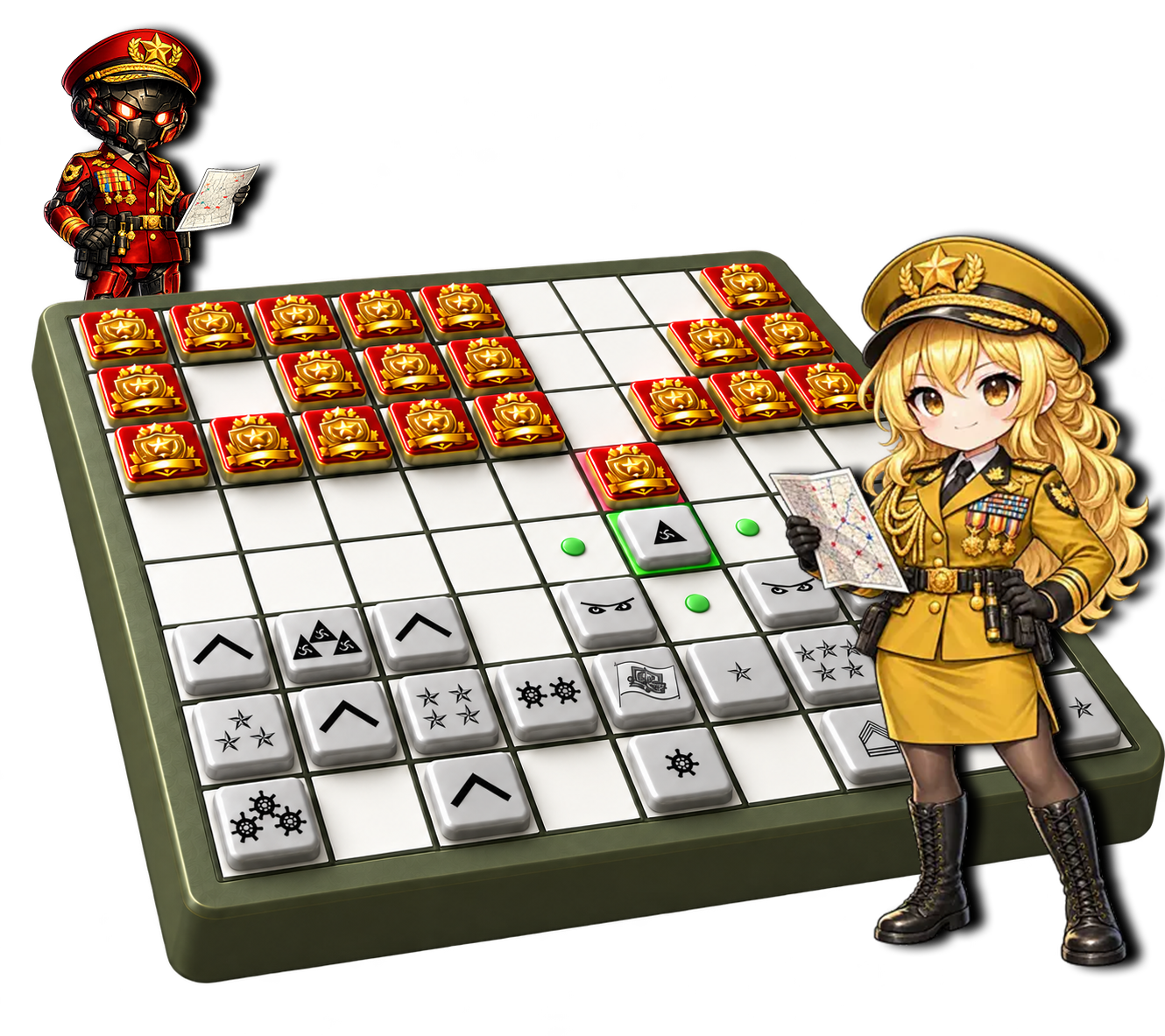 A Game of the Generals battle in progress on the grid